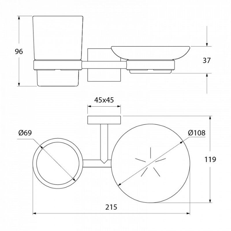 Стакан для зубных щеток с мыльницей Iddis Edifice EDIMBG0i57 Хром