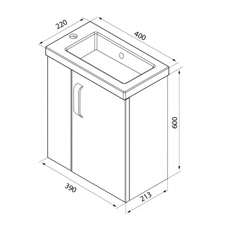 Тумба с раковиной Iddis Torr 40 подвесная Белая