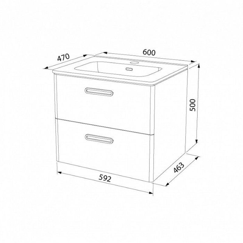 Тумба с раковиной Iddis Brick 60 подвесная Белая