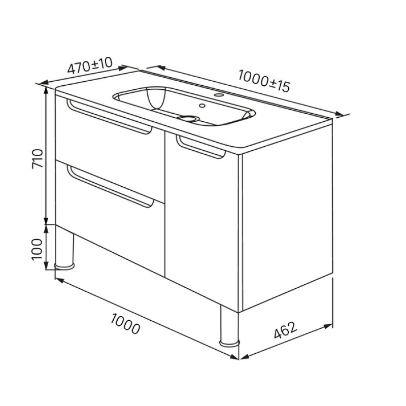 Тумба с раковиной Iddis Edifice 100 EDI10WFi95K Белая