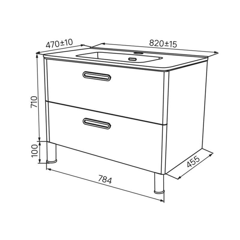 Тумба с раковиной Iddis Brick 80 BRI80WFi95K Белая