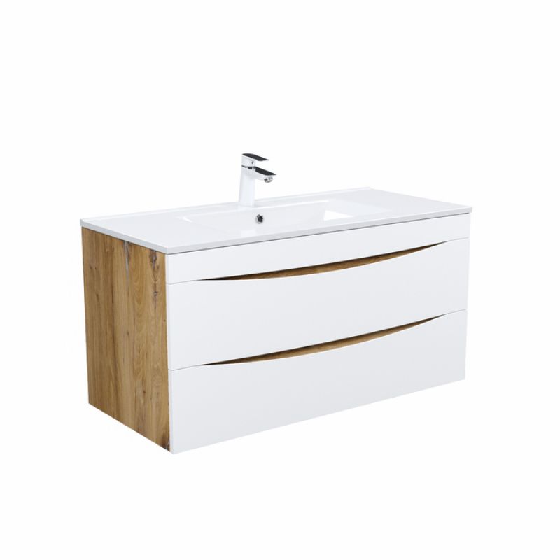 Тумба с раковиной Iddis Cloud 100 CLO10Y0i95K подвесная Белая матовая Дуб золотистый