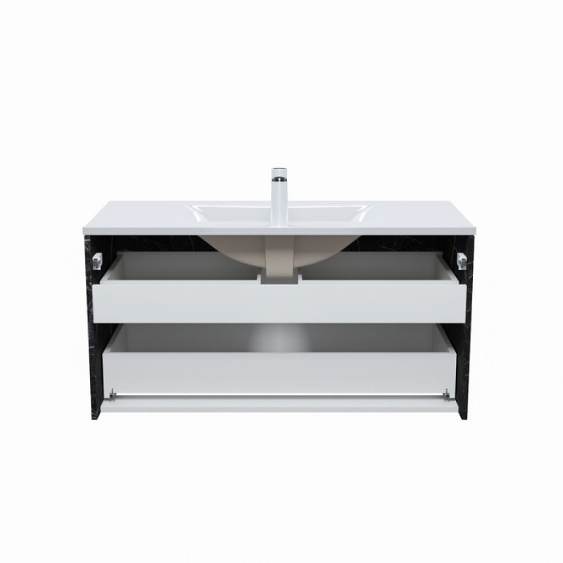 Тумба с раковиной Iddis Cloud 100 CLO10B0i95K подвесная Белая матовая Черный мрамор