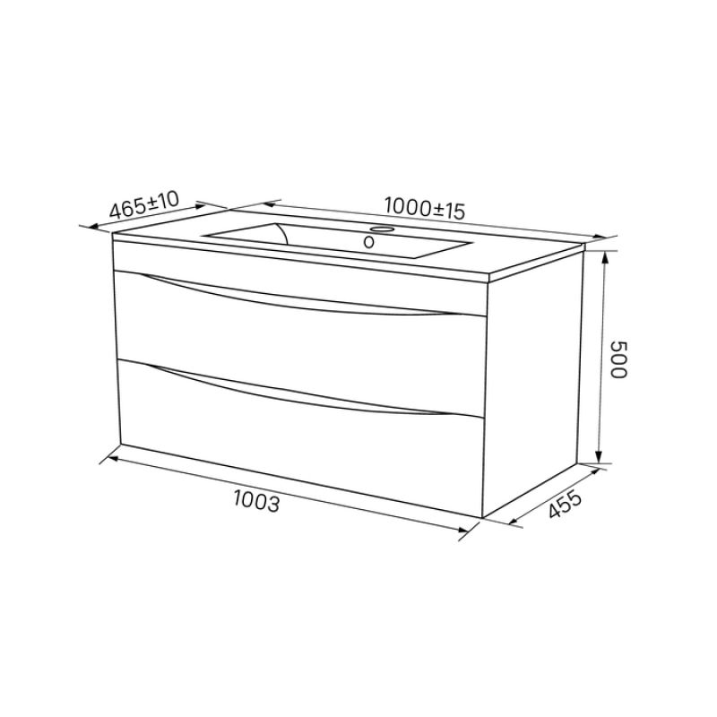 Тумба с раковиной Iddis Cloud 100 CLO10B0i95K подвесная Белая матовая Черный мрамор