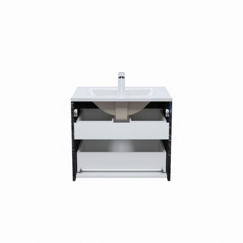 Тумба с раковиной Iddis Cloud 60 CLO60B0i95K подвесная Белая матовая Черный мрамор