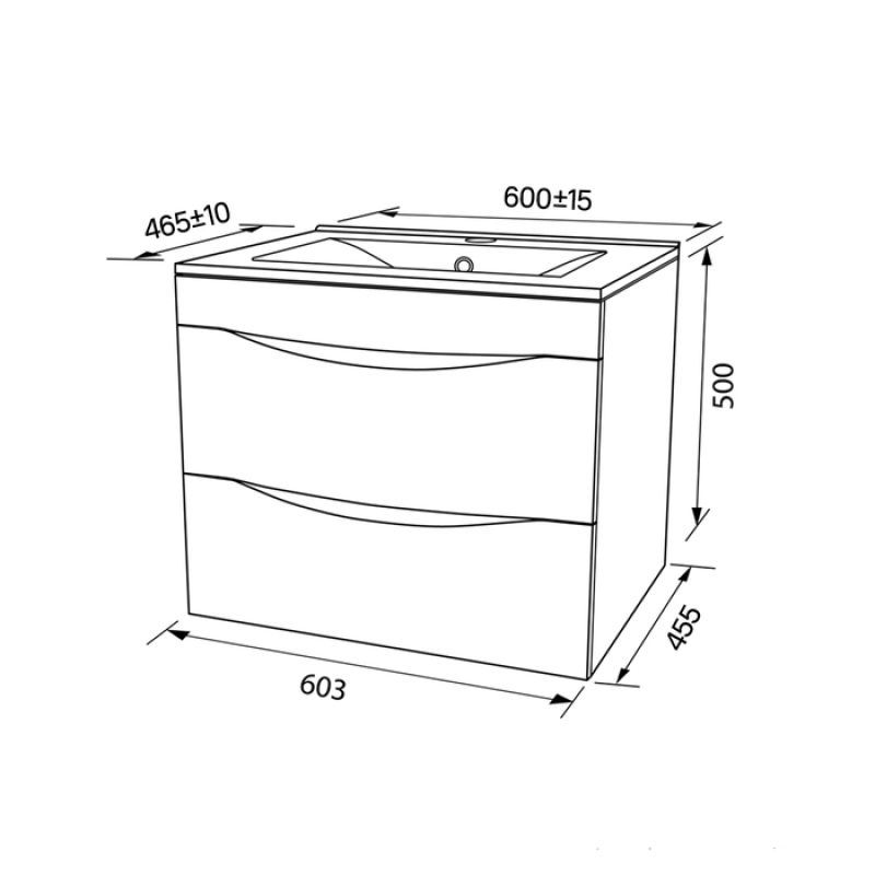 Тумба с раковиной Iddis Cloud 60 CLO60B0i95K подвесная Белая матовая Черный мрамор