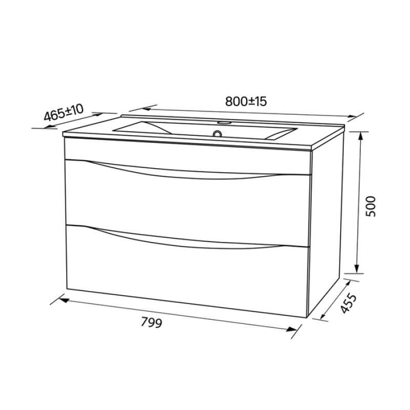 Тумба с раковиной Iddis Cloud 80 CLO80Y0i95K подвесная Белая матовая Дуб золотистый