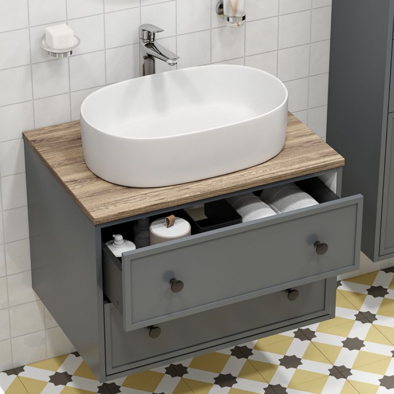 Тумба подвесная, со столешницей, 70 см, темно-серый, Torr, IDDIS, TOR70DBi95K