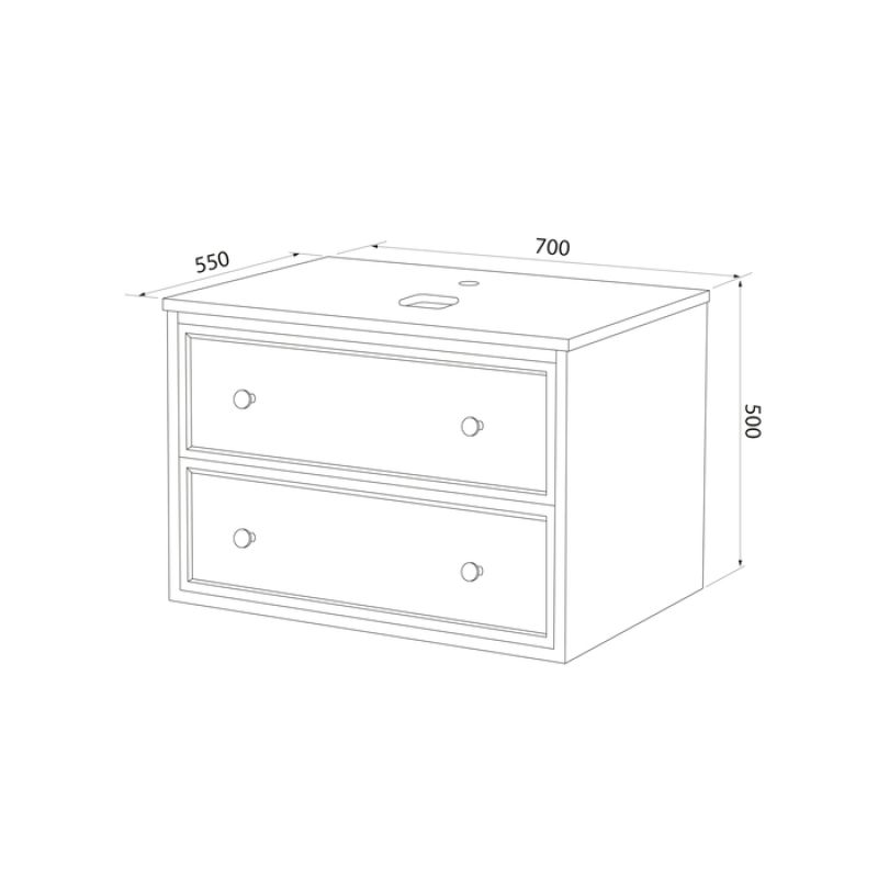 Тумба подвесная, со столешницей, 70 см, темно-серый, Torr, IDDIS, TOR70DBi95K