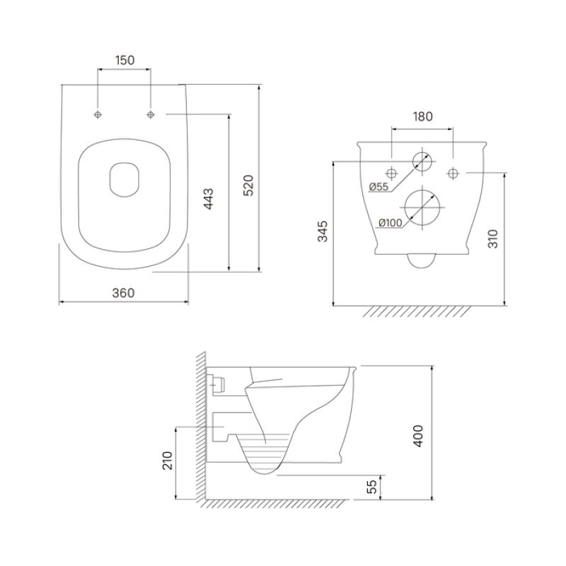Унитаз подвесной IDDIS Oxford OXFRDSEi25 безободковый, с микролифтом