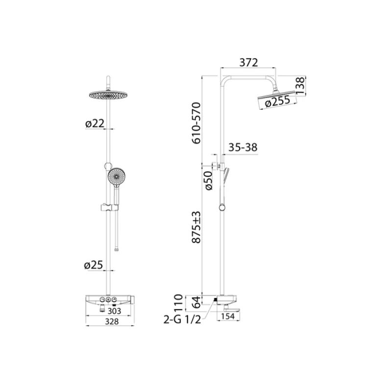 Душевая стойка IDDIS Shelfy SHESBBTi06