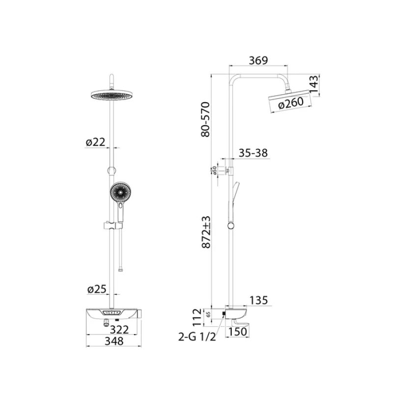 Душевая стойка IDDIS Shelfy SPASBBTi06