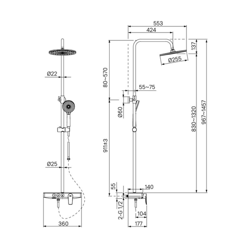 Душевая стойка IDDIS Shelfy SHESB3Bi06