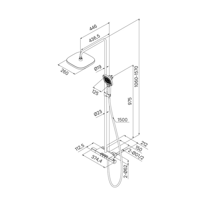 Душевая система с тропическим душем с термостатом, черный матовый, SpaHome, IDDIS, SPHBLTKi06