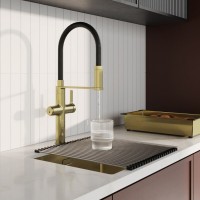 Смеситель для кухонной мойки Iddis Ikon IKNMGFFi05, PVD-покрытие, излив гибкий, с подключением к фильтру, золото матовое