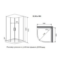 Душевая кабина Timo Premium ILMA901B 901 100 x 100 см, четверть круга, ILMA-901 B