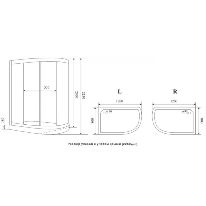 Душевая кабина Timo Premium Ilma ILMA902 120 x 80 см, прямоугольная-асимметричная, ILMA-902 L/R B