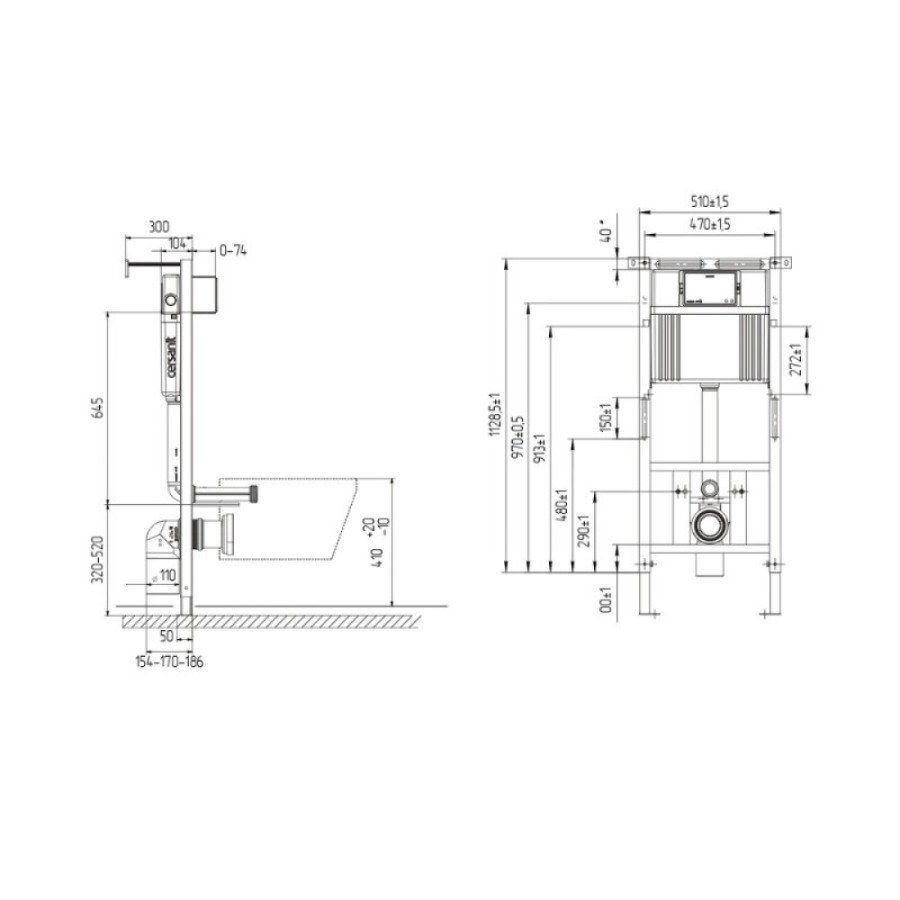 Инсталляция для унитаза Cersanit Aqua 50 PRIME P IN-MZ-AQ50-SL-PN-QF-GL-n, цвет синий