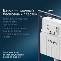 Комплект IS100201.801900, Инсталляция Am.Pm MasterFit с подвесным унитазом Like Aquaspin торнадо, шумоизоляция, сиденье микролифт, клавиша смыва L белая глянцевая