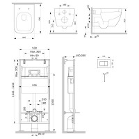 Инсталляция Am.Pm MasterFit, IS100238.901701, унитаз безободковый Gem, крышка-сиденье микролифт, клавиша черная матовая