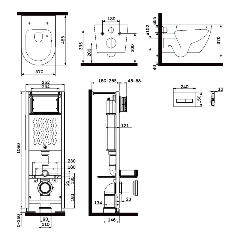 Инсталляция Am.Pm Like IS110351.801900 с унитазом Aquaspin, сиденье микролифт, клавиша хром