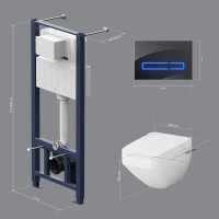 Инсталляция Am.Pm Inspire 2.0, IS450A38.CCC50A с безободковым унитазом Inspire V2.0 FlashClean с электронным биде, клавиша Touch Pro стекло, черное