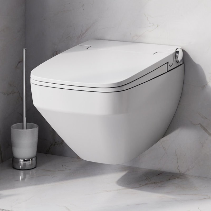Инсталляция Am.Pm Inspire 2.0, IS450A38.CCC50A с безободковым унитазом Inspire V2.0 FlashClean с электронным биде, клавиша Touch Pro стекло, черное