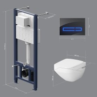 Инсталляция Am.Pm Inspire 2.0, IS450A38.50A1700 с безободковым унитазом Inspire V2.0 FlashClean, клавиша Touch Pro стекло, черное, крышка микролифт