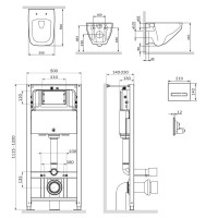 Инсталляция Am.Pm Inspire 2.0, IS450A38.50A1700 с безободковым унитазом Inspire V2.0 FlashClean, клавиша Touch Pro стекло, черное, крышка микролифт