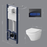 Инсталляция Am.Pm Inspire, IS450A38.501700 с безободковым унитазом Inspire FlashClean, клавиша Touch Pro стекло, черная, крышка микролифт