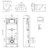 Инсталляция Am.Pm Inspire, IS450A38.501700 с безободковым унитазом Inspire FlashClean, клавиша Touch Pro стекло, черная, крышка микролифт