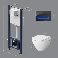 Инсталляция Am.Pm Spirit V2.0, IS450A38.701700 с безободковым унитазом Spirit V2.0 FlashClean, клавиша Touch Pro стекло, черная, крышка микролифт