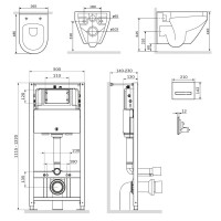 Инсталляция Am.Pm Spirit V2.0, IS450A38.701700 с безободковым унитазом Spirit V2.0 FlashClean, клавиша Touch Pro стекло, черная, крышка микролифт