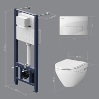 Инсталляция Am.Pm Spirit V2.0, IS47001.701700 с безободковым унитазом Spirit V2.0 FlashClean, клавиша Pro S белая, крышка микролифт