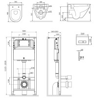 Инсталляция Am.Pm Spirit V2.0, IS47001.701700 с безободковым унитазом Spirit V2.0 FlashClean, клавиша Pro S белая, крышка микролифт