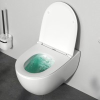Комплект Инсталляция AM.PM Awe, с безободковым подвесным унитазом Awe FlashClean, шумоизоляция, крышка-сиденье микролифт, цвет белый, клавиша Pro S белая глянцевая, IS47001.111700