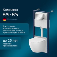 Комплект IS47051.801900, Инсталляция Am.Pm с подвесным унитазом Like Aquaspin торнадо, шумоизоляция, сиденье микролифт, клавиша смыва Pro S хром глянцевый