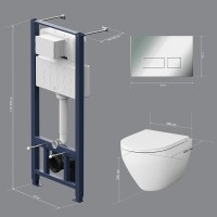 Инсталляция Am.Pm Spirit V2.0, IS47051.701700 с безободковым унитазом Spirit V2.0 FlashClean, клавиша Pro S глянцевый хром, крышка микролифт
