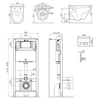 Инсталляция Am.Pm Spirit V2.0, IS47051.701700 с безободковым унитазом Spirit V2.0 FlashClean, клавиша Pro S глянцевый хром, крышка микролифт