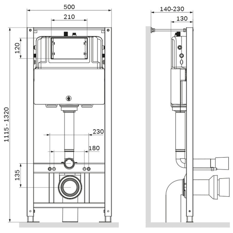 Инсталляция Am.Pm IS49051.701700MB с безободковым унитазом Spirit V2.0 FlashClean, крышка микролифт, клавиша Pro L хром глянцевый