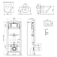 Инсталляция Am.Pm Inspire, IS49051.501700 с безободковым унитазом Inspire FlashClean, клавиша Pro L глянцевый хром, крышка микролифт