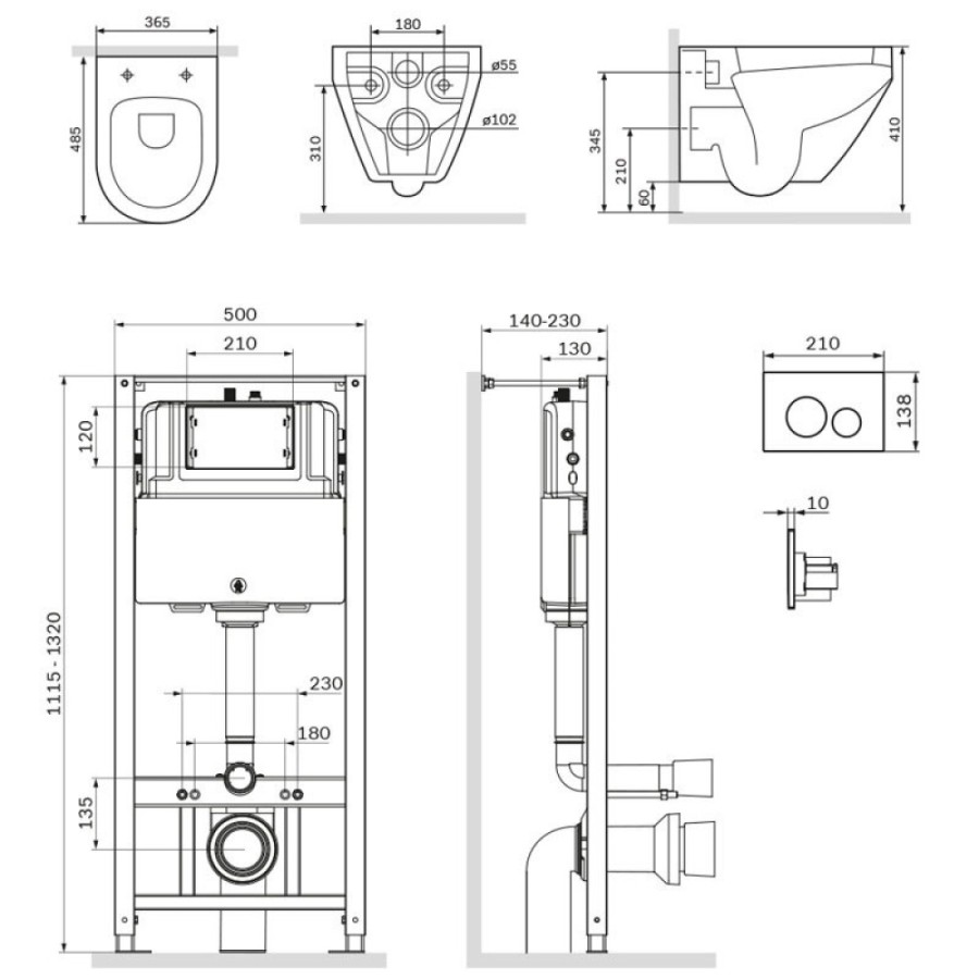Инсталляция Am.Pm Spirit V2.0, IS49051.701700 с безободковым унитазом Spirit V2.0 FlashClean, клавиша Pro L глянцевый хром, крышка микролифт
