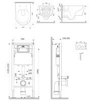 Инсталляция Am.Pm PrimeFit, I012709.0138, унитаз безободковый Func, крышка-сиденье микролифт, клавиша белая глянцевая