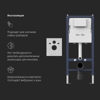 Инсталляция Am.Pm PrimeFit, I012709.0138, унитаз безободковый Func, крышка-сиденье микролифт, клавиша белая глянцевая
