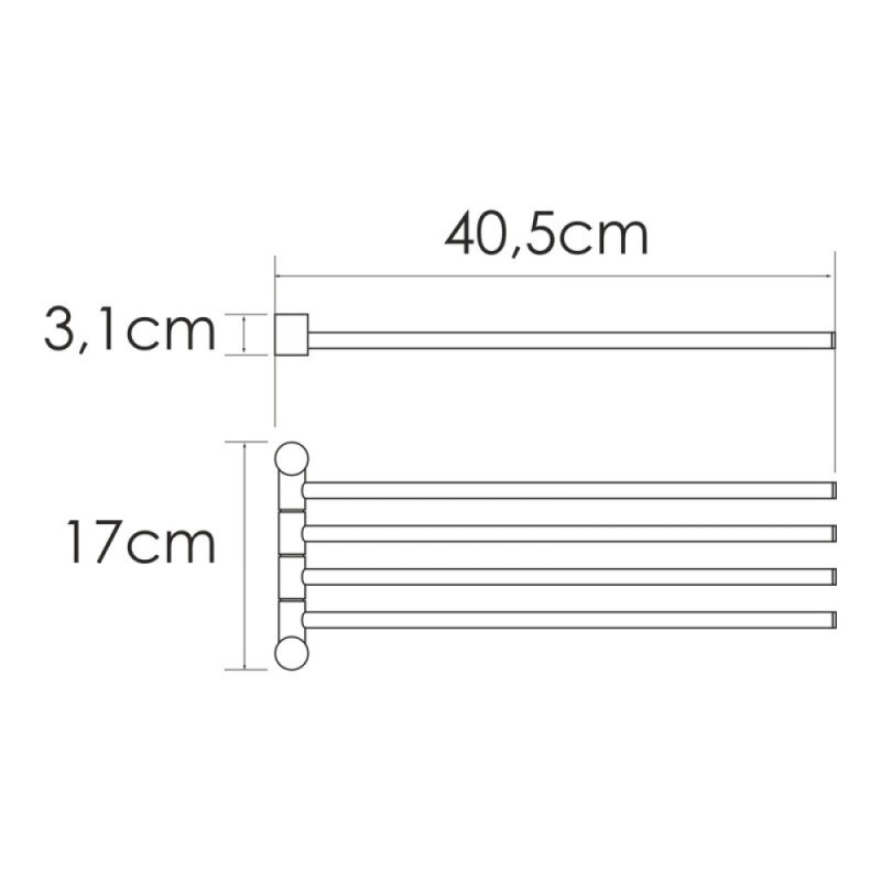 Полотенцедержатель WasserKRAFT Серия К, 4 держателя, 40.5 см, никель, K-1034N