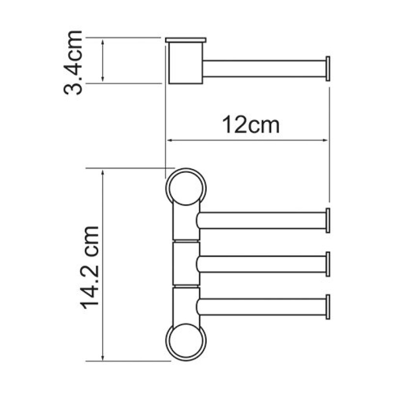Полотенцедержатель WasserKRAFT Серия К, 3 держателя, короткие, 12 см, хром, K-1053