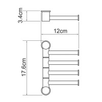 Полотенцедержатель WasserKRAFT К-1054, 4 держателя, короткие, 12 см, хром