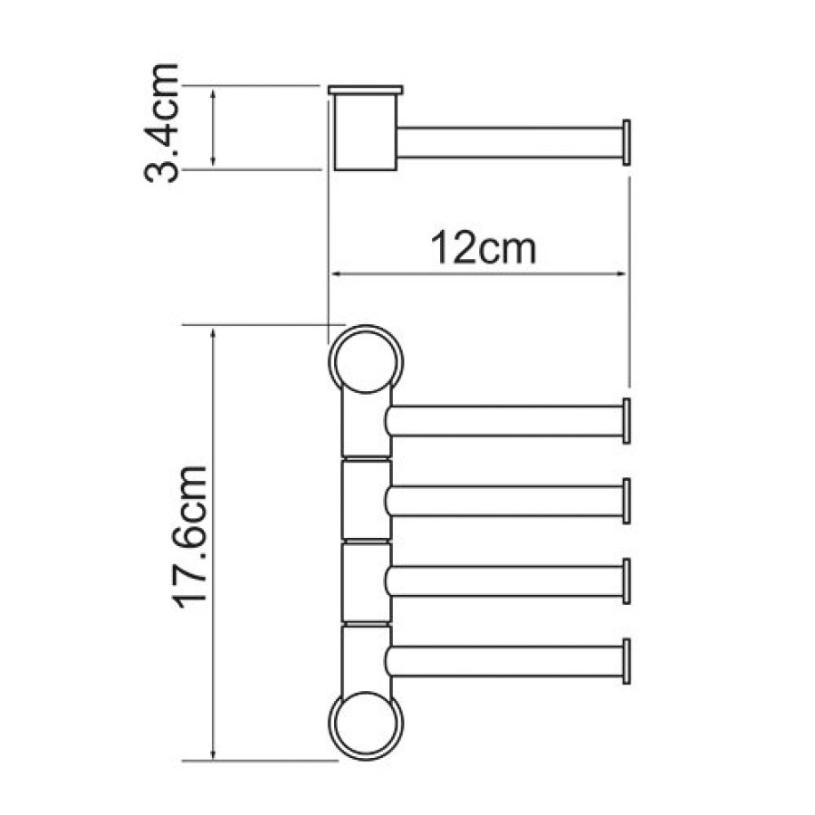 Полотенцедержатель WasserKRAFT К-1054, 4 держателя, короткие, 12 см, хром