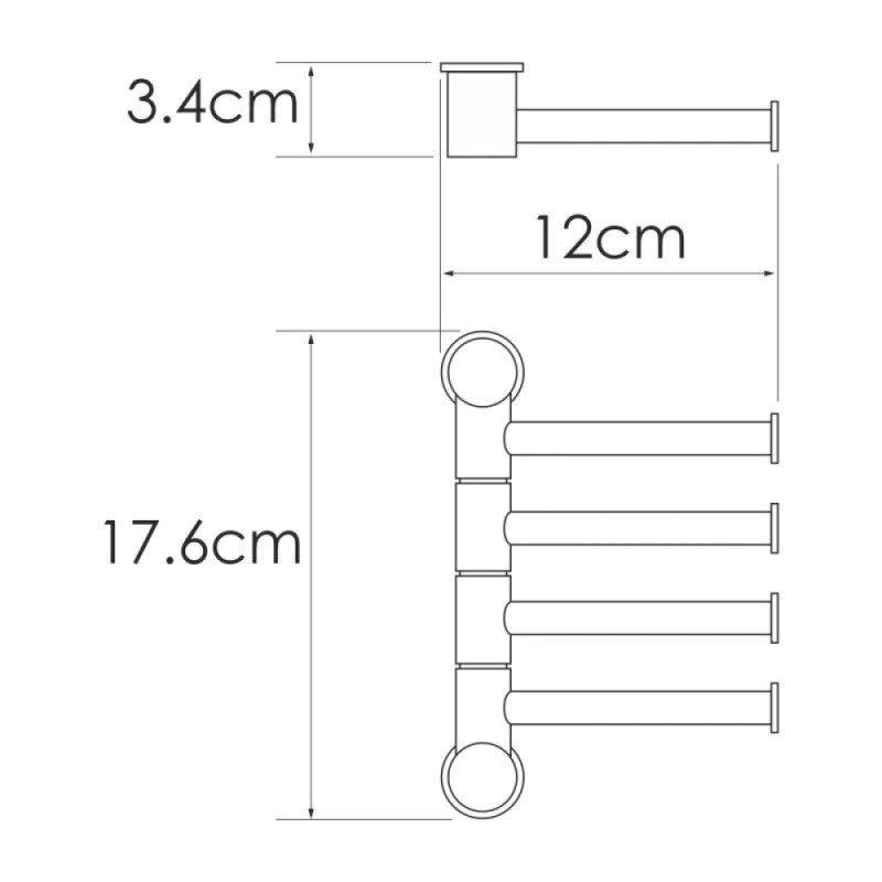 Полотенцедержатель WasserKRAFT Серия К, 4 держателя, 12 см, никель, K-1054NICKEL