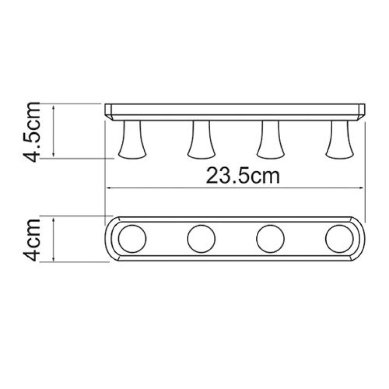 Крючок настенный WasserKRAFT Серия К, 4 крючка, хром, K-1074